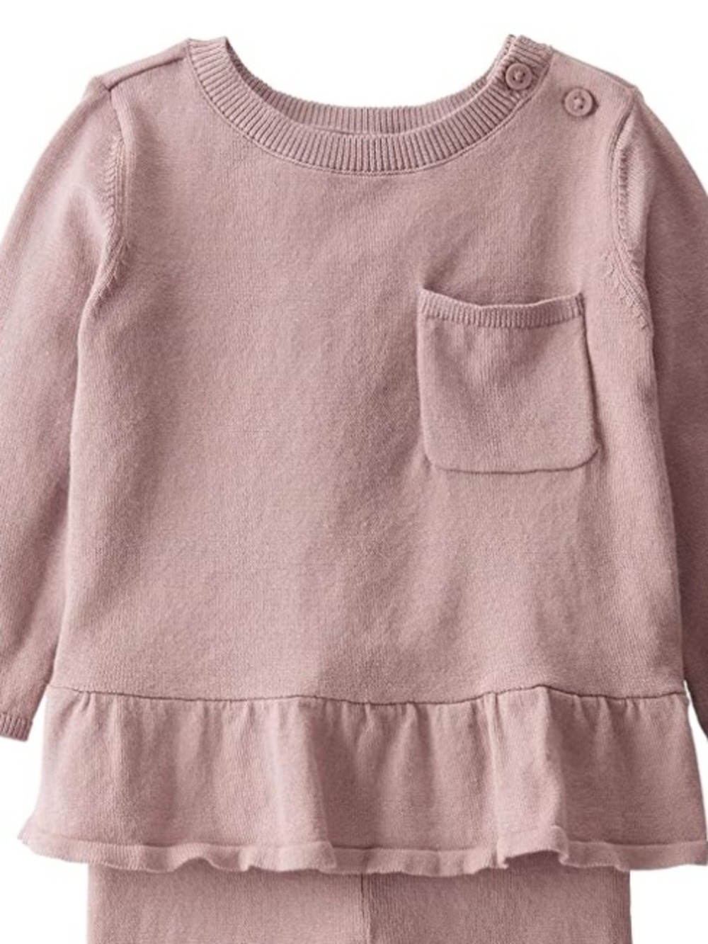 🍊5/$25 Little Planet Organics Girls' Long Sleeve Ruffle Hem Top - Light Lavender